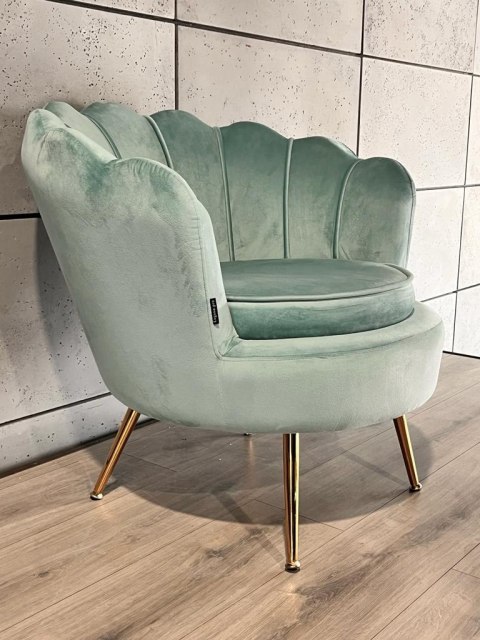Krzesło Fotel Muszla Lugano DONNA VELVET MINT