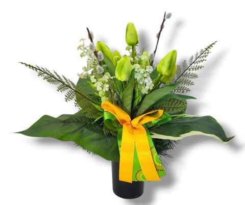 BUKIET WKŁAD DO WAZONU TULIPANY KWIATY NA CMENTARZ GRÓB POMNIK WZÓR WIOSENNY