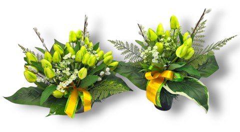 BUKIET WKŁAD DO WAZONU TULIPANY KWIATY NA CMENTARZ GRÓB POMNIK WZÓR WIOSENNY