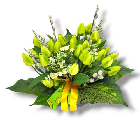 WIOSENNY STROIK NA CMENTARZ KWIATY NA GRÓB POMNIK Z OBCIĄŻENIEM TULIUPANY