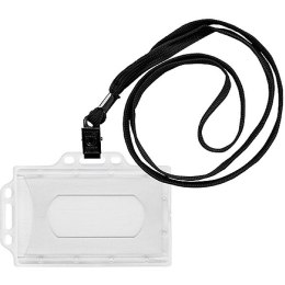 Identyfikator Donau 56x90mm PCV 2 uchwyty z taśmą czarną