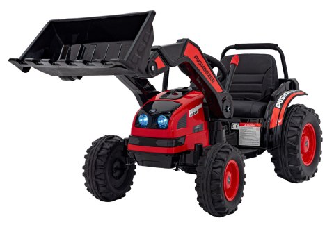 Koparka Traktor na akumulator dla dzieci Czerwony + Ruchome Ramię Łyżka + Pilot + Wolny Start + Radio FM + LED