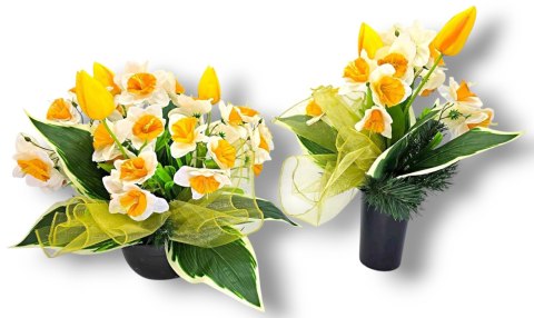 WIOSENNY BUKIET WKŁAD DO WAZONU TULIPANY ŻONKILE KWIATY NA CMENTARZ GRÓB POMNIK