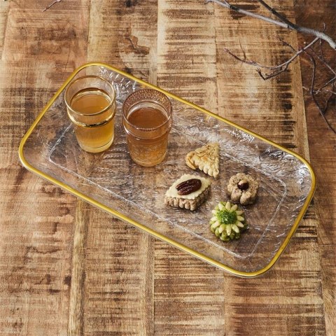 Taca Mirage 34cm złoty brzeg plastikowa