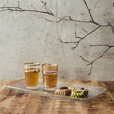 Taca Mirage 34cm złoty brzeg plastikowa