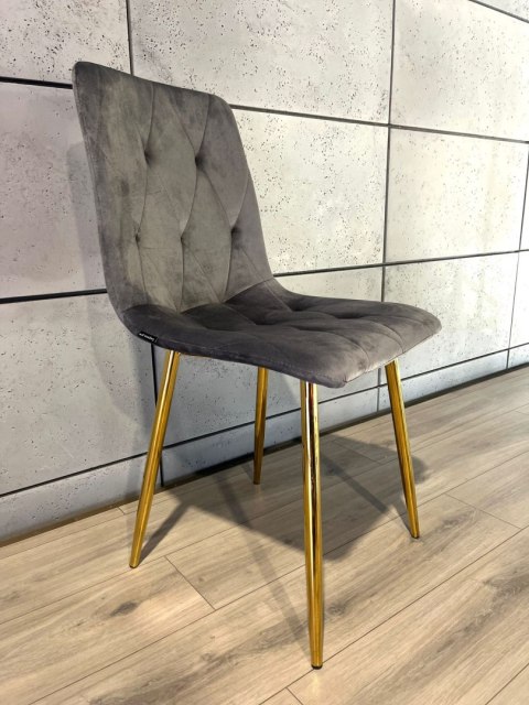Krzesło tapicerowane BORGO VELVET DARK GREY GOLD II GATUNEK