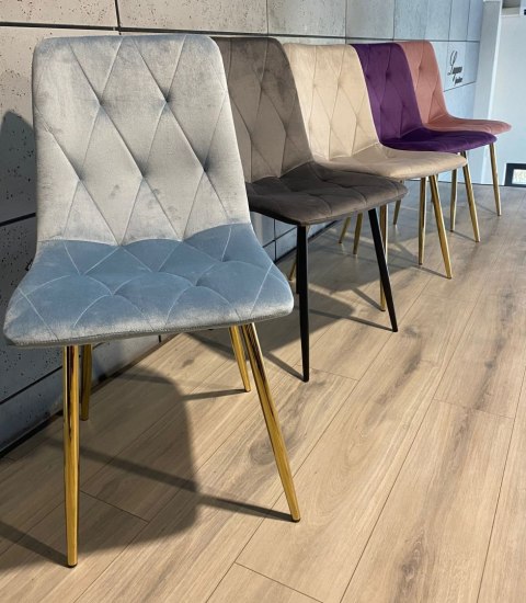 Krzesło tapicerowane BORGO VELVET LIGHT BLUE GOLD II GATUNEK