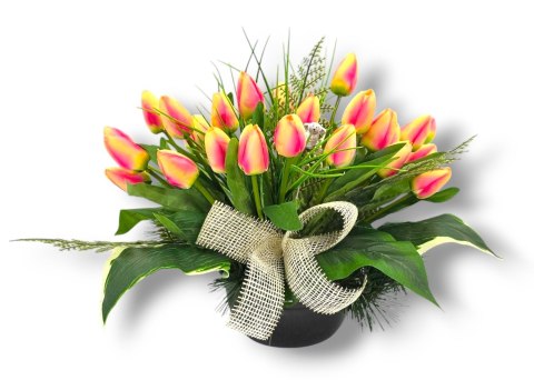 WIOSENNY STROIK NA CMENTARZ KWIATY NA GRÓB POMNIK Z OBCIĄŻENIEM TULIUPANY