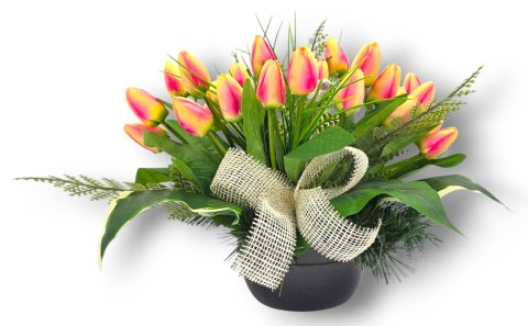 WIOSENNY STROIK NA CMENTARZ KWIATY NA GRÓB POMNIK Z OBCIĄŻENIEM TULIUPANY