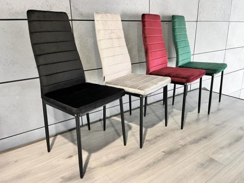 Krzesło tapicerowane zestaw 4 VALVA LINE VELVET BLACK