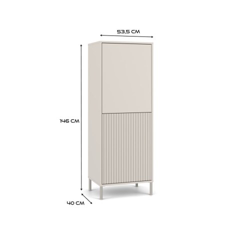 Witryna KAMARO 2DK SLIM/GŁADKI KASZMIR Lamele Front Ryflowany + Klasyczny