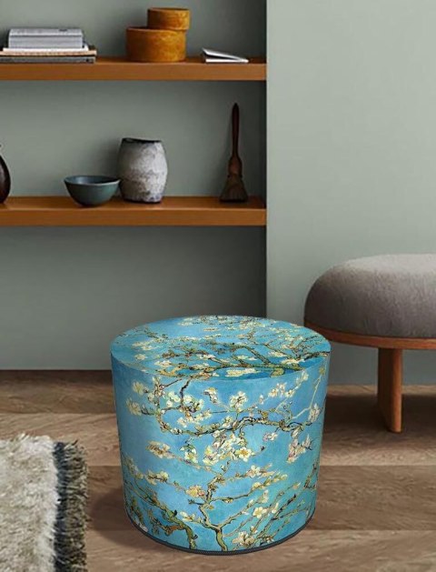 Pufa welurowa Bertoni typu walec z nadrukiem Almond