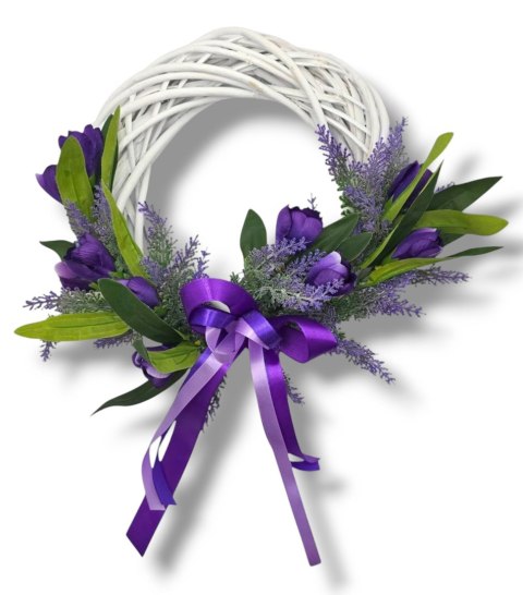 STYLOWY WIANEK DEKORACYJNY LAWENDA KROKUSY DO DOMU NA DRZWI STÓŁ 25cm