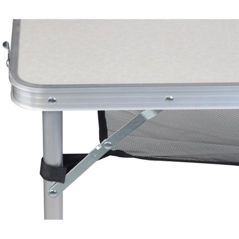 STOLIK TURYSTYCZNY SKŁADANY KEMPINGOWY 120x60x70/62/55CM 4 KRZESŁA I PÓŁKA