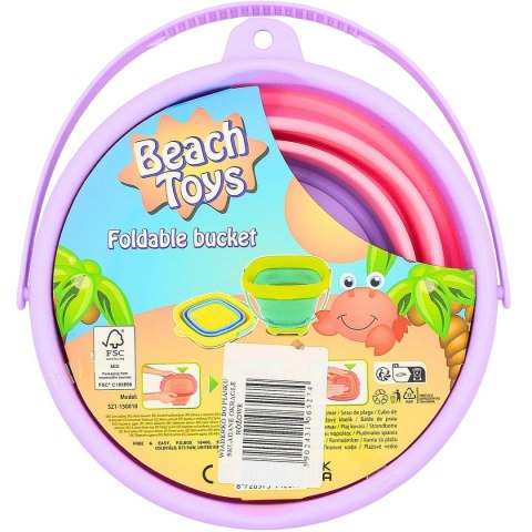 WIADERKO DO PIASKU SKŁADANE OKRĄGŁE RÓŻOWE