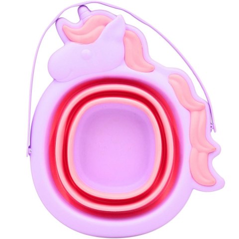 WIADERKO DO PIASKU SKŁADANE Z ŁĄPTKĄ I GRABKAMI - RÓŻOWY