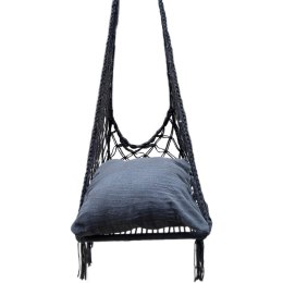 HAMAK AŻUROWY FOTEL WISZĄCY 60x60x120CM Z PODUSZKĄ CIEMNO SZARY