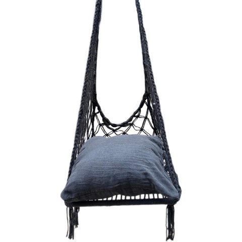 HAMAK AŻUROWY FOTEL WISZĄCY 60x60x120CM Z PODUSZKĄ CIEMNO SZARY