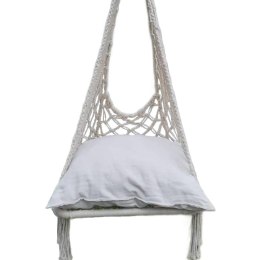 HAMAK AŻUROWY FOTEL WISZĄCY 60x60x120CM Z PODUSZKĄ ECRU