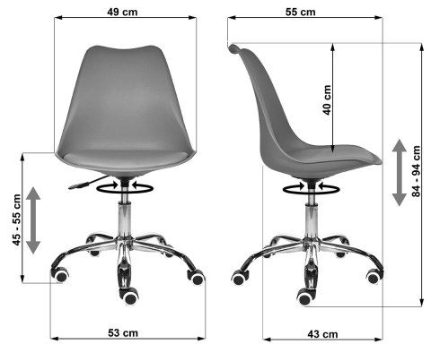 Krzesło obrotowe MONZA OFFICE WHITE + BLACK PU
