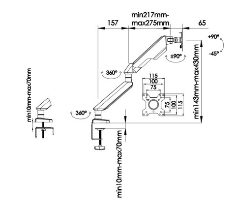 Angel AN1 - Ramię do Monitora (Biały)