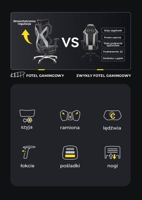 Fotel ergonomiczny gamingowy Angel Furia Black