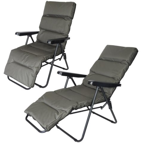 FOTEL OGRODOWY Z PODNÓŻKIEM 57x83x106CM SZARY