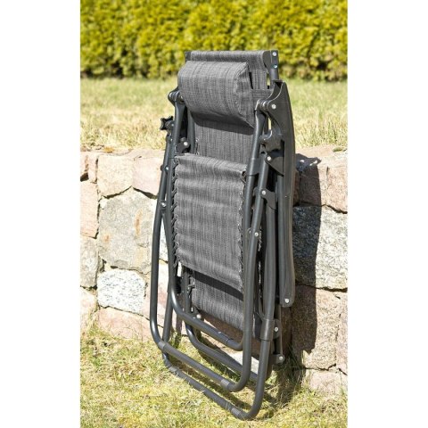 LEŻAK OGRODOWY SKŁADANY WIELOFUNKCYJNY 175X52/65X107CM SZARY