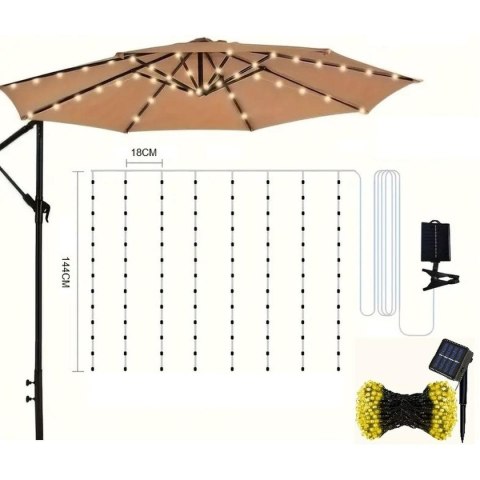 OŚWIETLENIE SOLAR PARASOLA OGRODOWEGO 5M 72LED