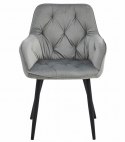 Krzesło JORK - aksamit srebrno-szary / nogi czarne x 2