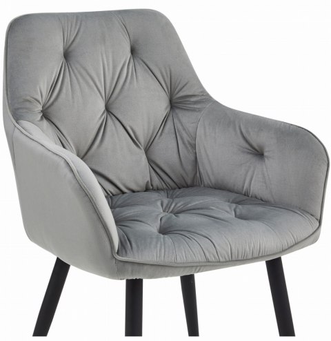 Krzesło JORK - aksamit srebrno-szary / nogi czarne x 2