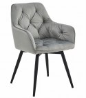 Krzesło JORK360 - aksamit srebrno-szary / nogi czarne x 1