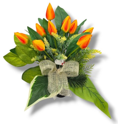 WIOSENNY BUKIET WKŁAD DO WAZONU KWIATY NA CMENTARZ GRÓB POMNIK TULIPANY