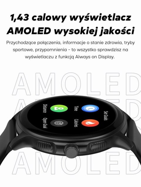 Smartwatch Damski GRAVITY GT12-1 Czarny Pasek Silikonowy + Czarna Bransoleta