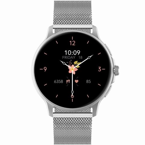 Smartwatch Damski GRAVITY GT12-8 Biały Pasek Silikonowy + Srebrna Bransoleta