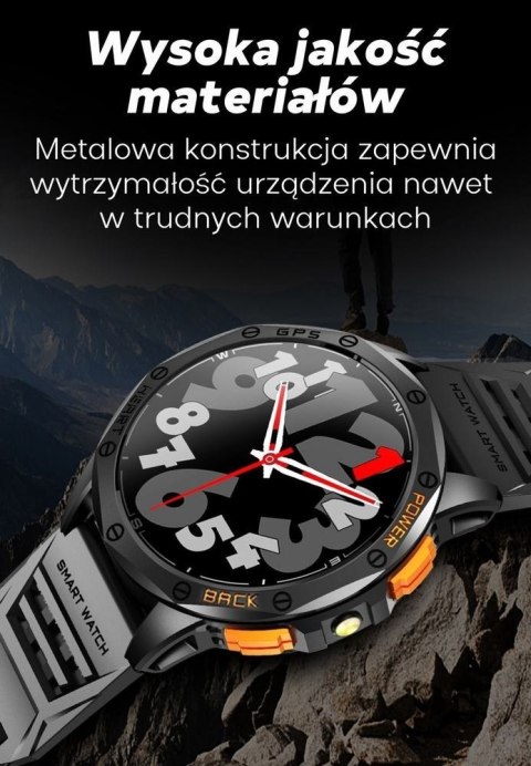 Smartwatch Męski GRAVITY GPS GT24-1 Czarny Pasek Silikonowy + Granatowy Pasek Silikonowy