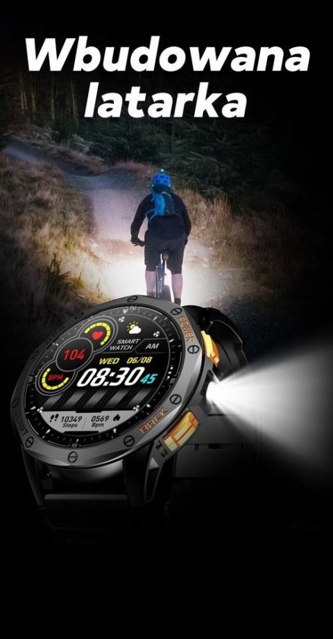 Smartwatch Męski GRAVITY GPS GT24-2 Czarny Pasek Silikonowy + Biały Pasek Silikonowy