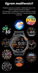 Smartwatch Męski GRAVITY GPS GT24-2 Czarny Pasek Silikonowy + Biały Pasek Silikonowy