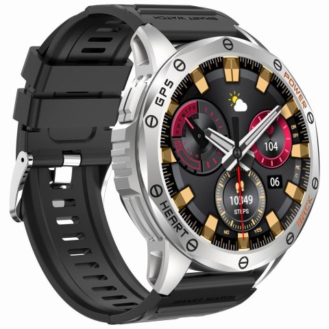 Smartwatch Męski GRAVITY GPS GT24-4 Czarny Pasek Silikonowy + Pomarańczowy Pasek Silikonowy