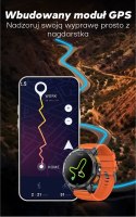 Smartwatch Męski GRAVITY GPS GT24-4 Czarny Pasek Silikonowy + Pomarańczowy Pasek Silikonowy