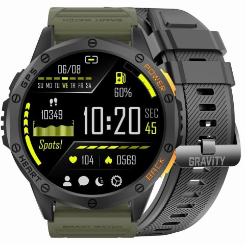Smartwatch Męski GRAVITY GPS GT24-5 Czarny Pasek Silikonowy + Zielony Pasek Silikonowy