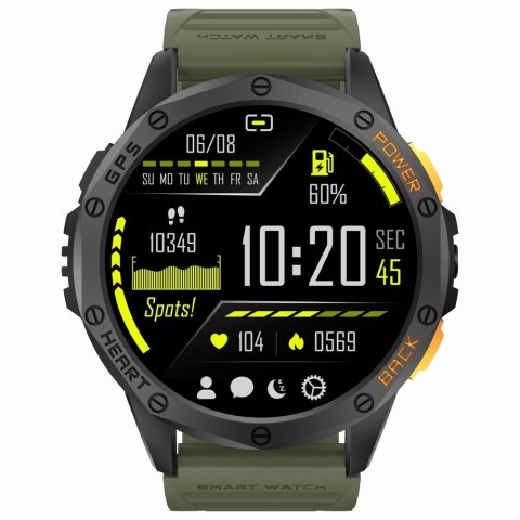 Smartwatch Męski GRAVITY GPS GT24-5 Czarny Pasek Silikonowy + Zielony Pasek Silikonowy