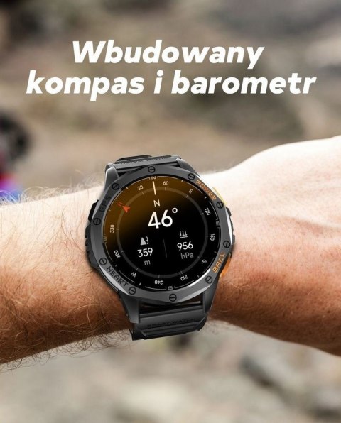 Smartwatch Męski GRAVITY GPS GT24-5 Czarny Pasek Silikonowy + Zielony Pasek Silikonowy