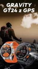 Smartwatch Męski GRAVITY GPS GT24-5 Czarny Pasek Silikonowy + Zielony Pasek Silikonowy