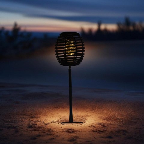 LAMPA SOLARNA KULA RATTAN CZARNA PROGARDEN