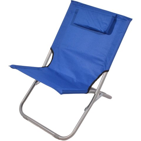 LEŻAK PLAŻOWY SKŁADANY Z ZAGŁÓWKIEM 47X61X37- 58CM GRANATOWY