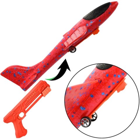 SAMOLOT STYROPIANOWY Z WYRZUTNIĄ 43CM CZERWONY