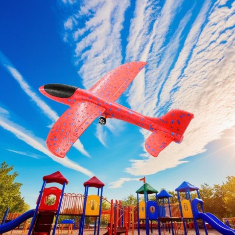 SAMOLOT STYROPIANOWY Z WYRZUTNIĄ 43CM CZERWONY