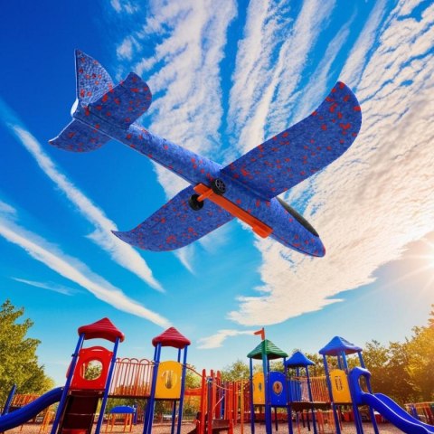 SAMOLOT STYROPIANOWY Z WYRZUTNIĄ 43CM NIEBIESKI