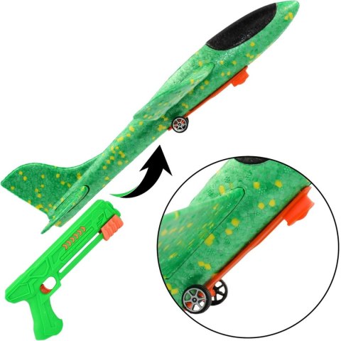 SAMOLOT STYROPIANOWY Z WYRZUTNIĄ 43CM ZIELONY